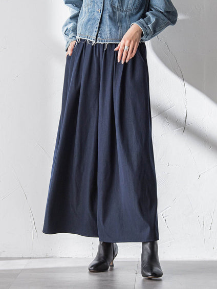 シャンブレーイージーキュロットパンツ≪手洗い可能≫