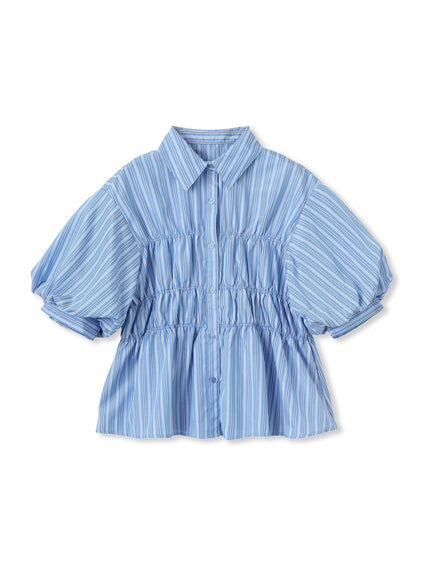 【WEB限定】シャーリングパフスリーブブラウス