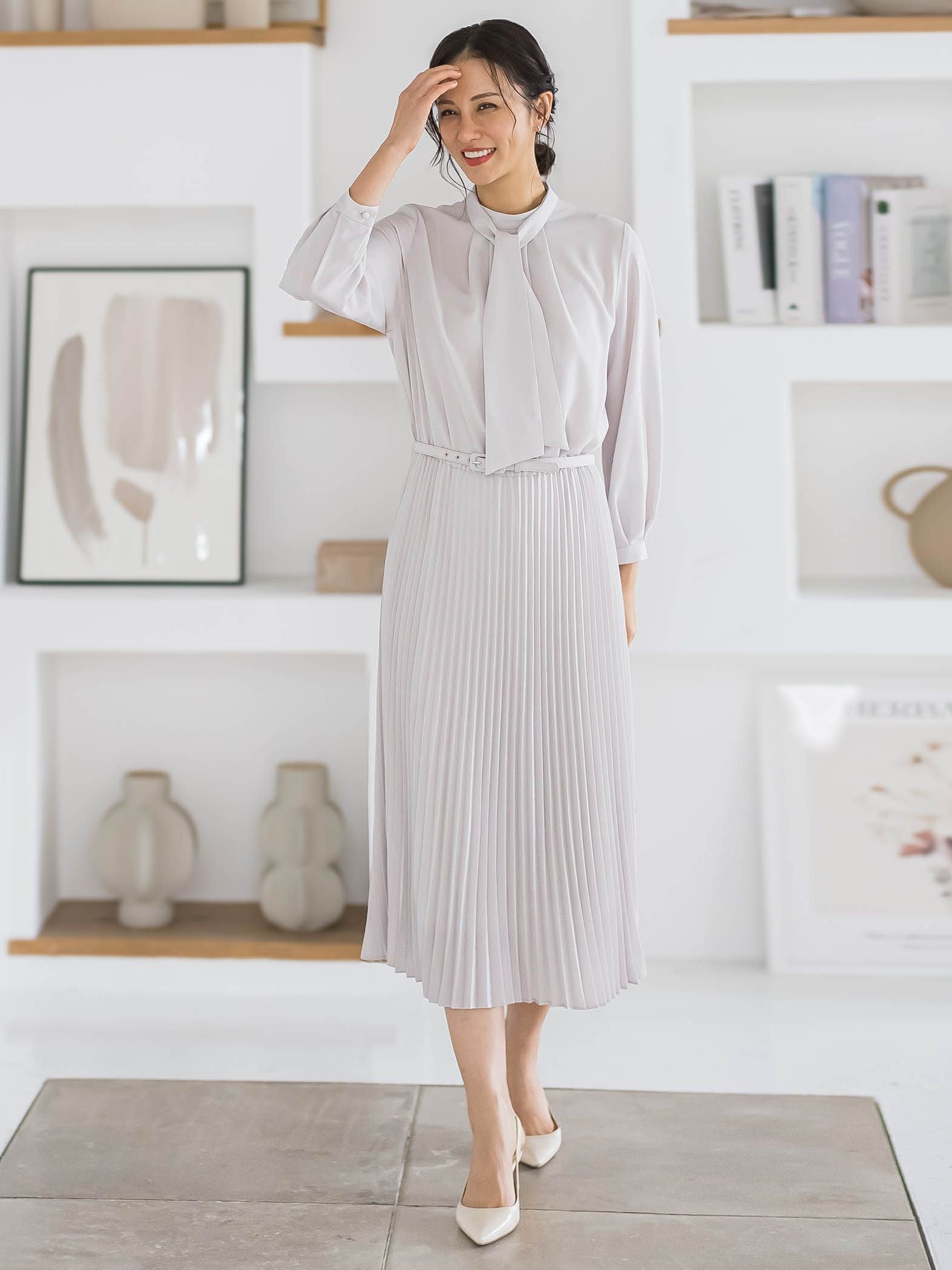 【WEB限定 13号】ボウタイフォーマルワンピース≪洗える≫