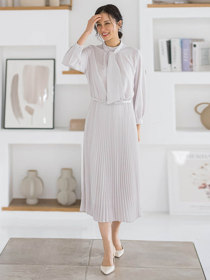 【WEB限定 13号】ボウタイフォーマルワンピース≪洗える≫