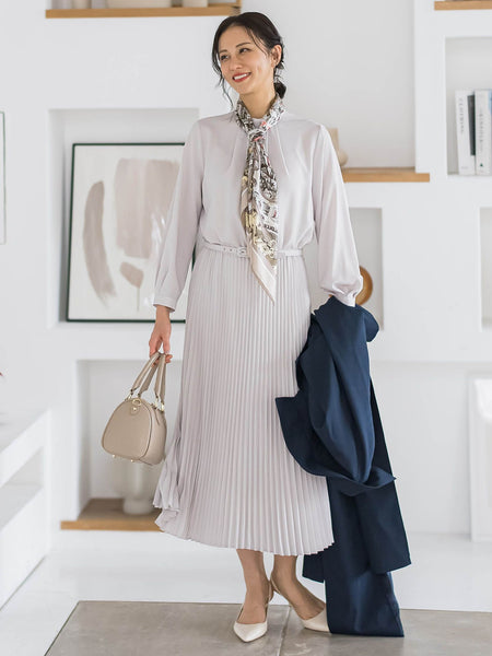 【WEB限定 13号】ボウタイフォーマルワンピース≪洗える≫