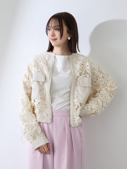 ボタニカルレースブルゾン≪手洗い可能≫