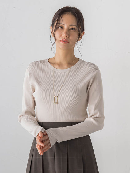 【Skinea】≪着るスキンケア≫リブクルーネックニット