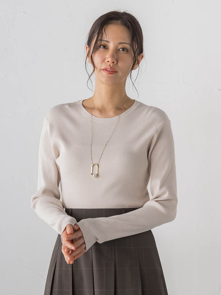 【Skinea】≪着るスキンケア≫リブクルーネックニット