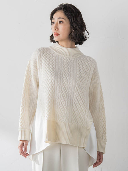 【大きいサイズ】ハミルトンケーブル切り替えニット