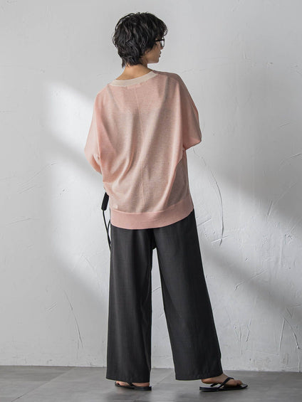 LEVITA配色Vネックドルマンニットプルオーバー