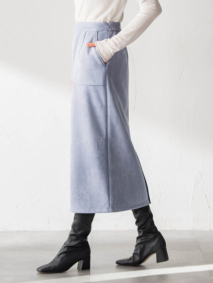 【WEB限定】フェイクスエードナロースカート≪セットアップ対応/洗える≫