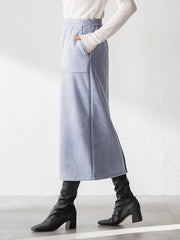 【WEB限定】フェイクスエードナロースカート≪セットアップ対応/洗える≫