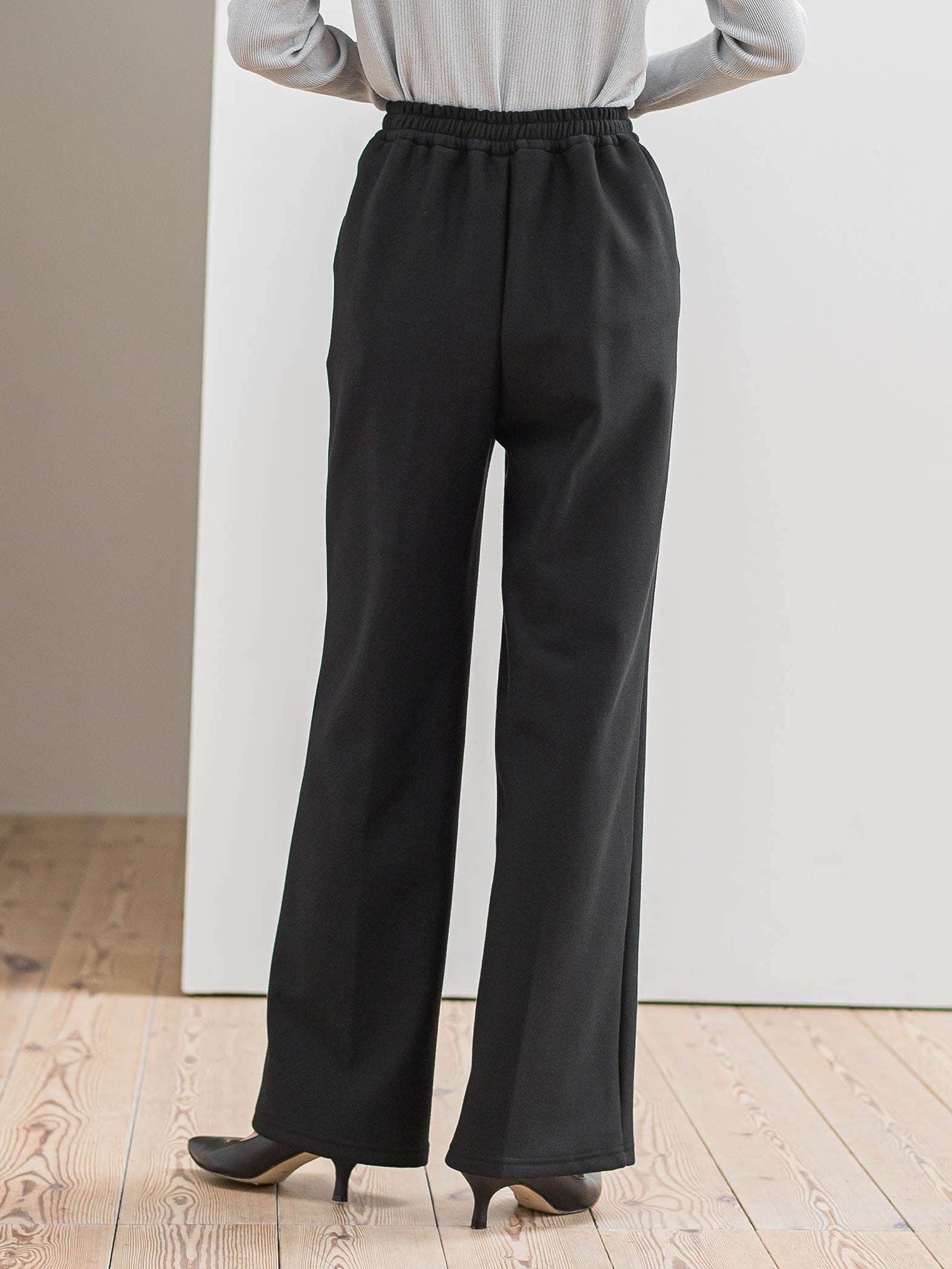 【WEB限定/大きいサイズ】”楽暖”裏起毛ワイドパンツ≪洗濯機で洗える≫