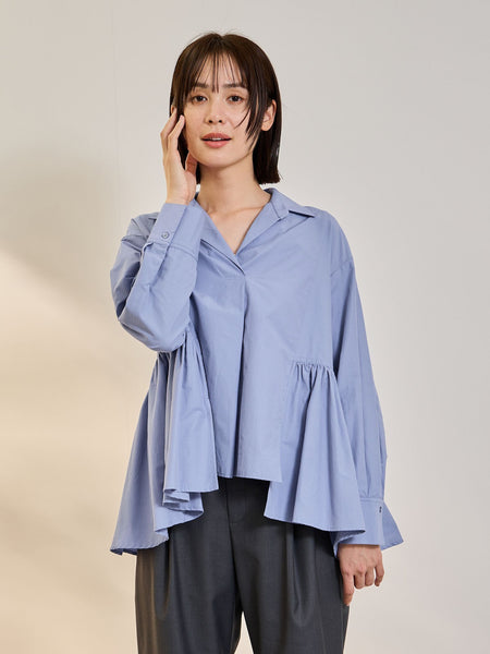 モイストブロードラッフルヘムブラウス