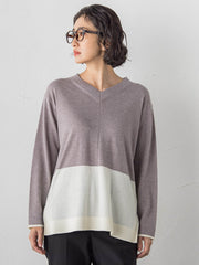 【大きいサイズ】ファインウールVネックニット