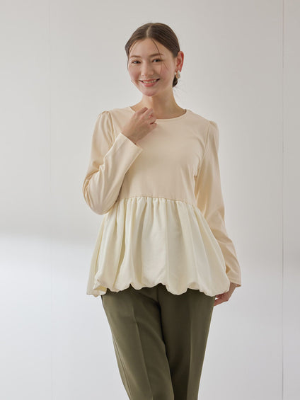 シルキースムースバルーンヘムカットソー≪手洗い可能≫
