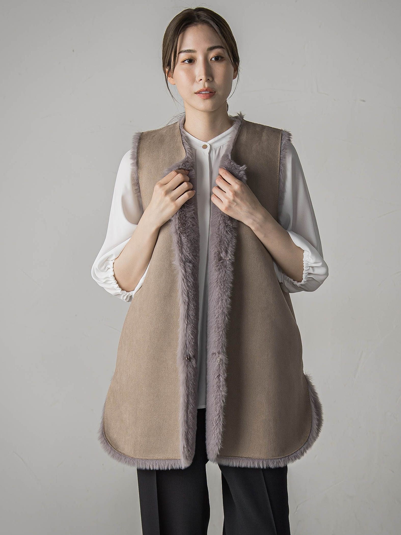 【biyori】”表も裏も主役”リバーシブルフェイクファーベスト