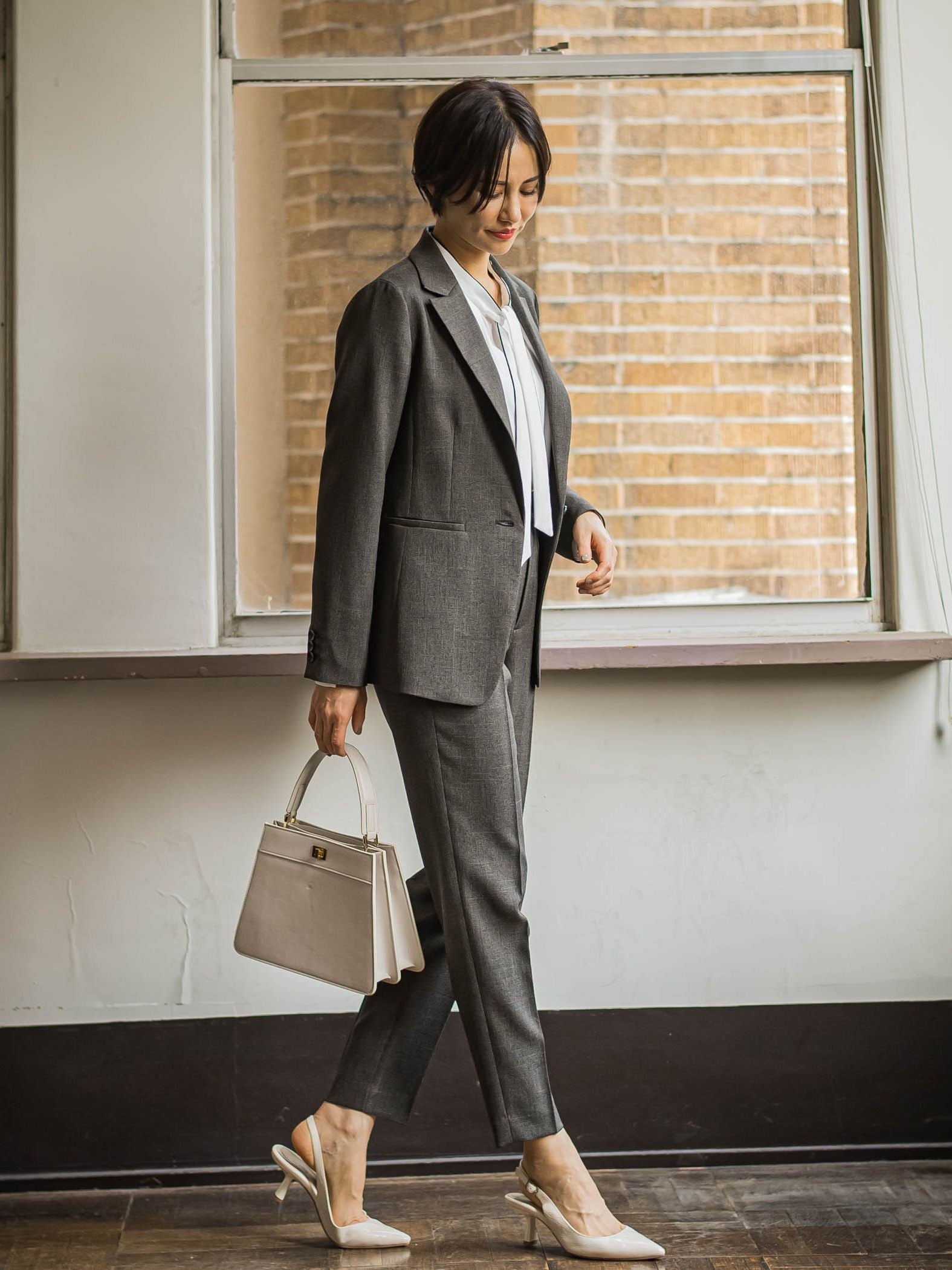 ツムギートストレッチテーパードパンツ≪セットアップ/洗える≫