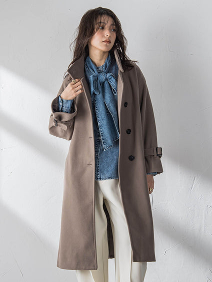 フェイクウールスタンドカラーコート