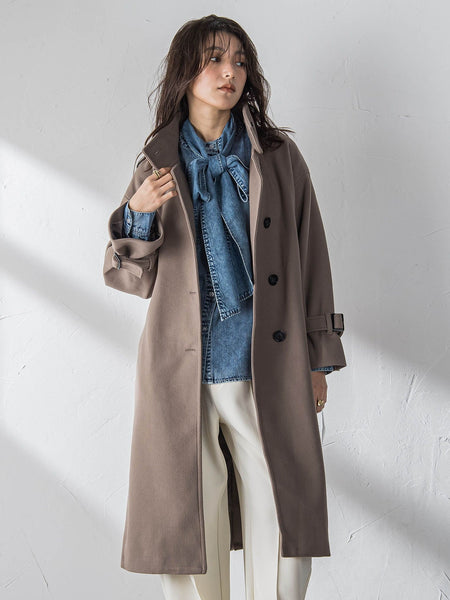 フェイクウールスタンドカラーコート