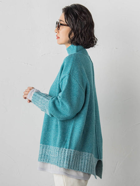 【WEB限定】”ふんわり配色の”もっちりハイネックニット