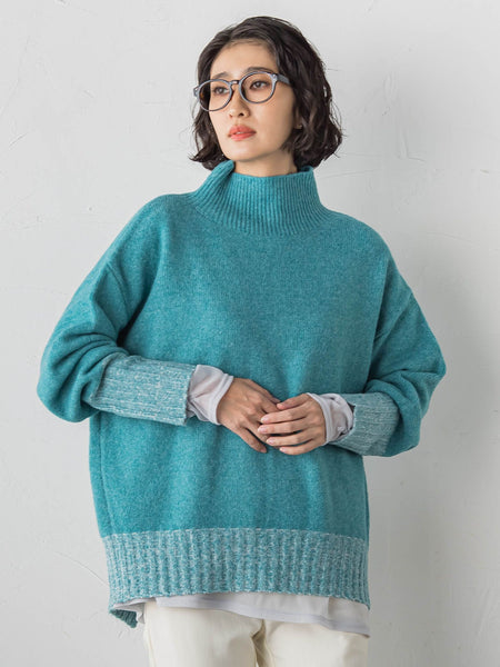 【WEB限定】”ふんわり配色の”もっちりハイネックニット