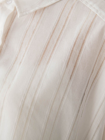 【WEB限定】T/Cストライプブラウス