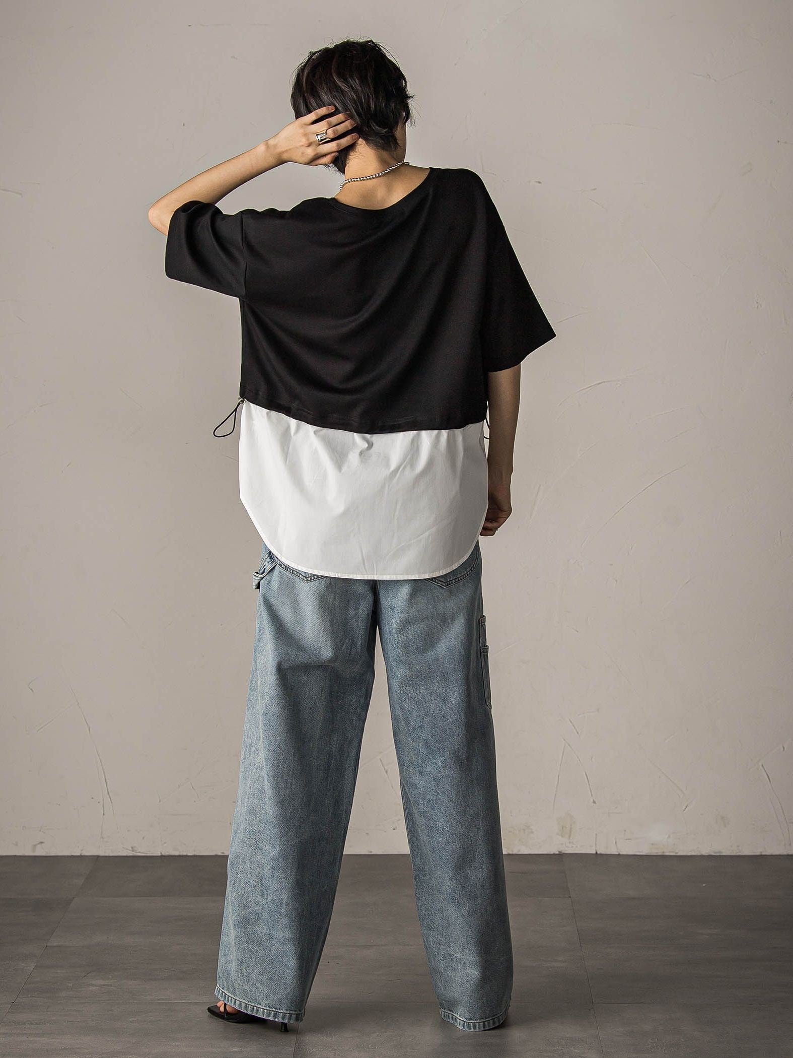 【WEB限定】シャツレイヤード風プルオーバー≪手洗い可能≫