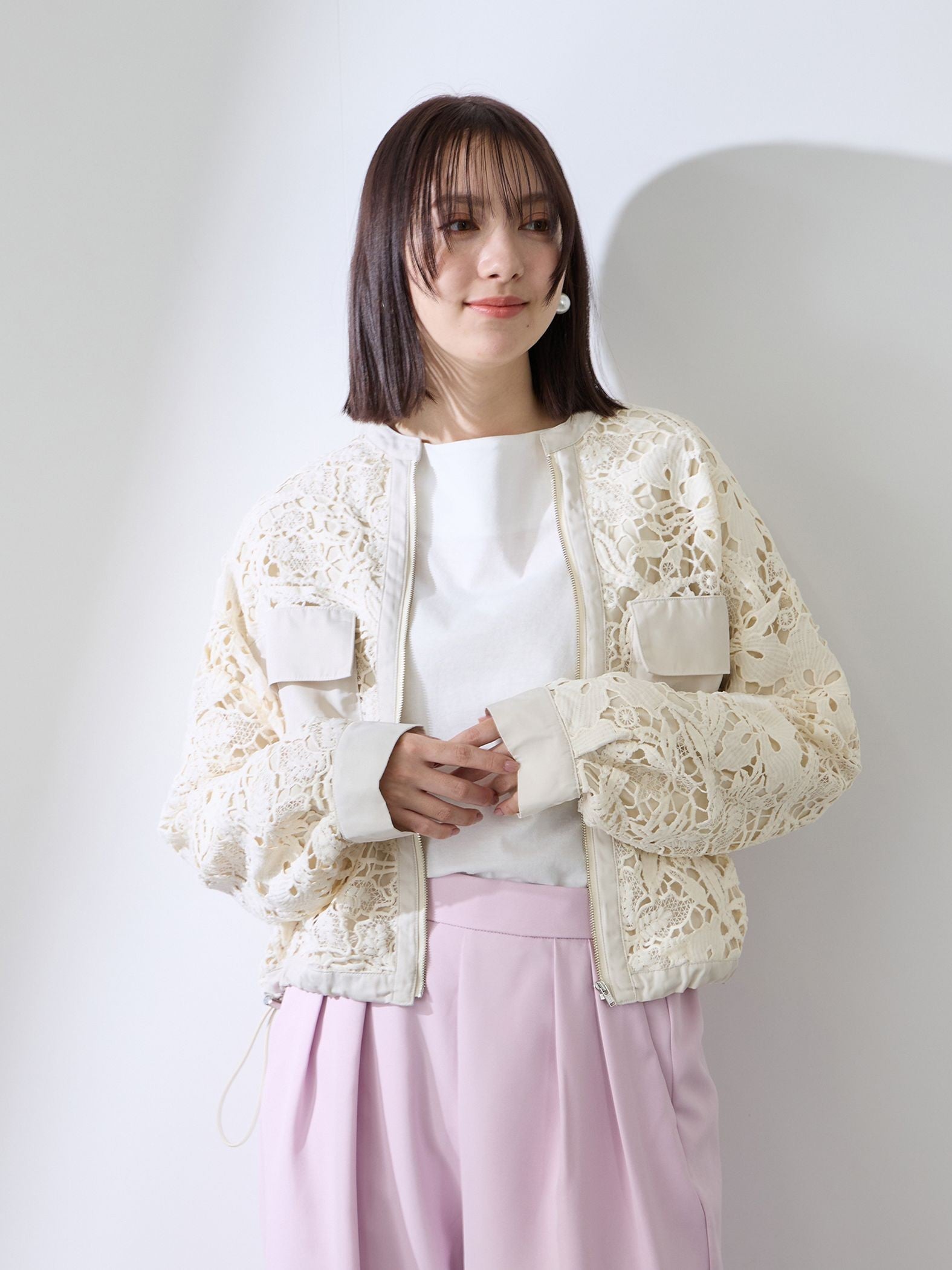 ボタニカルレースブルゾン≪手洗い可能≫