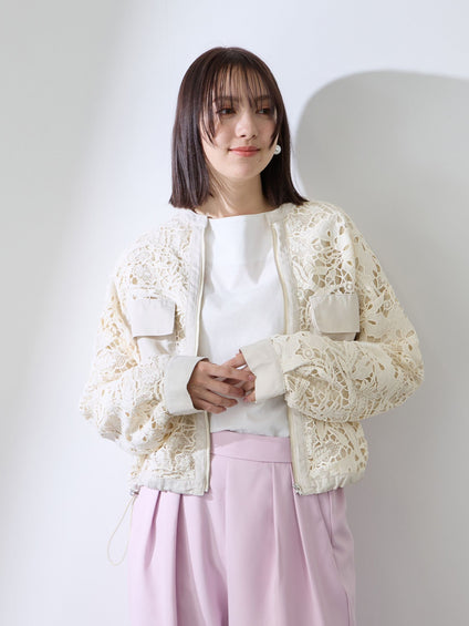 ボタニカルレースブルゾン≪手洗い可能≫