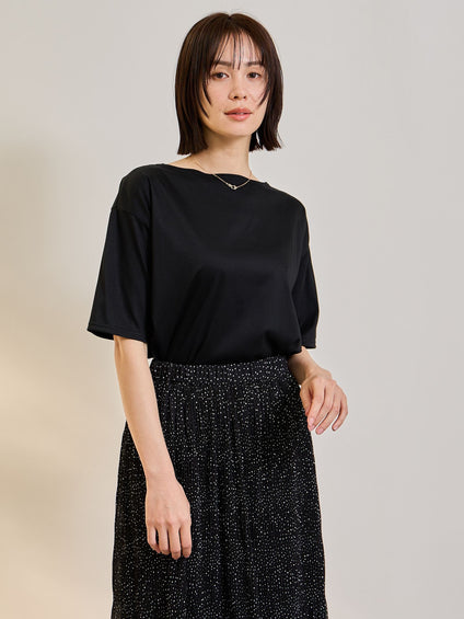 《予約》【連休。涼。軽やかに。】ボートネックT《汗じみ軽減 / 接触冷感》