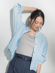 シアーバンドカラーブラウス≪洗える≫