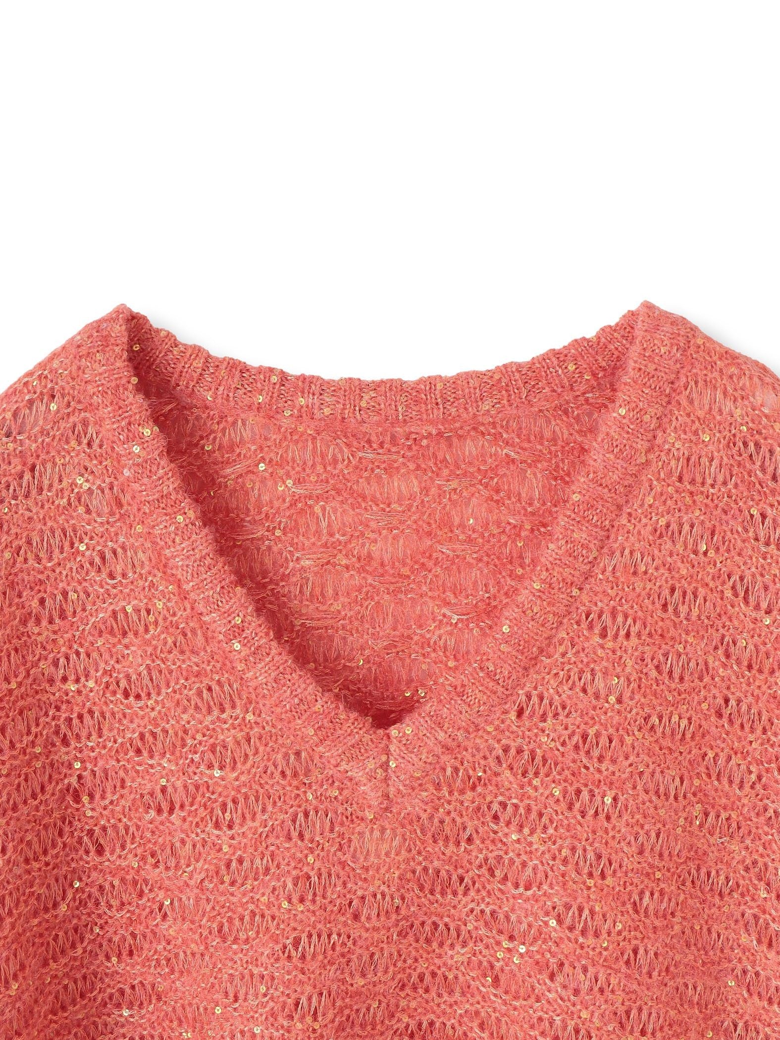 【WEB限定】スパンコールシャギーニットプルオーバー≪手洗い可能≫