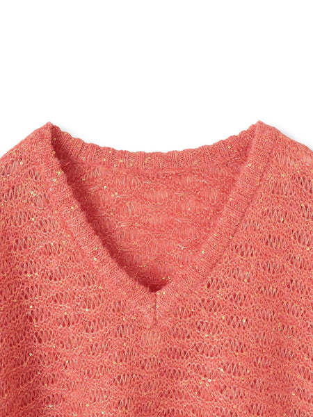 【WEB限定】スパンコールシャギーニットプルオーバー≪手洗い可能≫