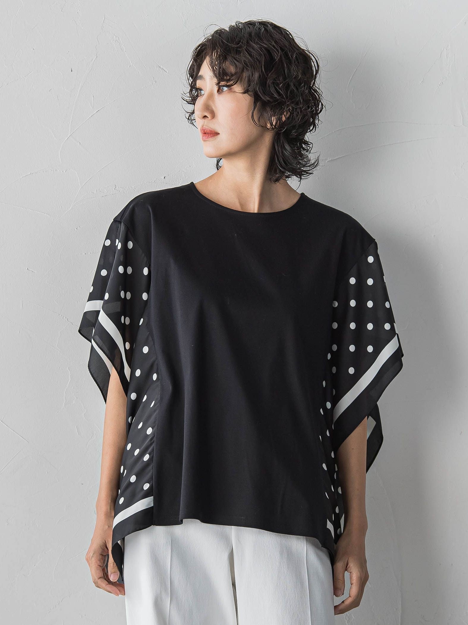 ドットスカーフ切り替えカットソー