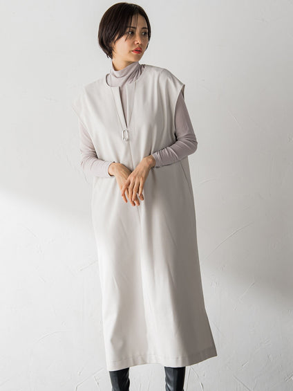 【WEB限定】【3サイズ展開】キーネックワンピース≪イージーケア/毛玉になりにくい≫