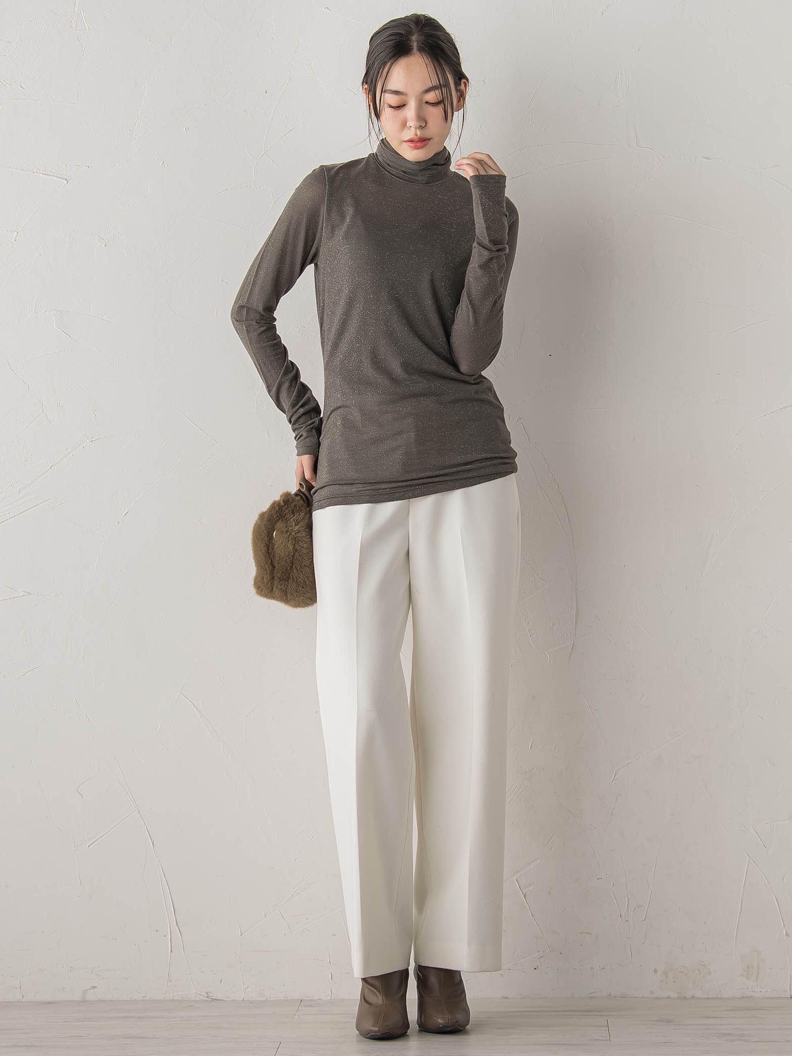 カシミヤシルクシアーラメカットソー≪手洗い可能≫