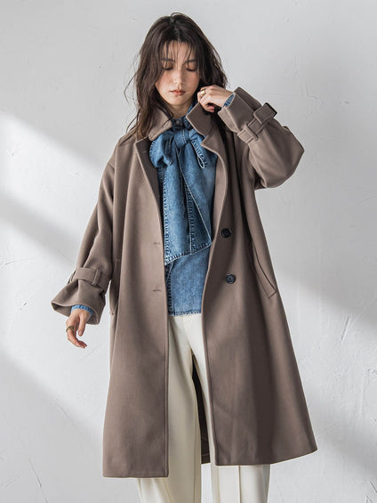 フェイクウールスタンドカラーコート