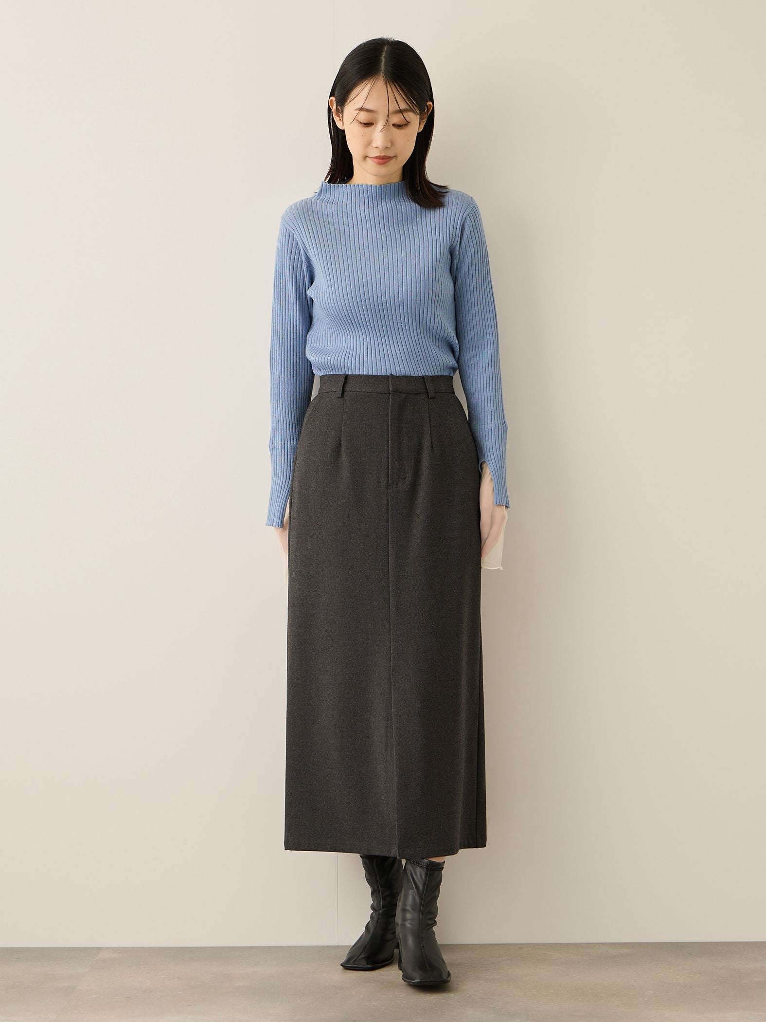ウールライクストレッチIラインスカート≪手洗い可能≫