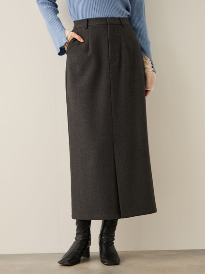 ウールライクストレッチIラインスカート≪手洗い可能≫