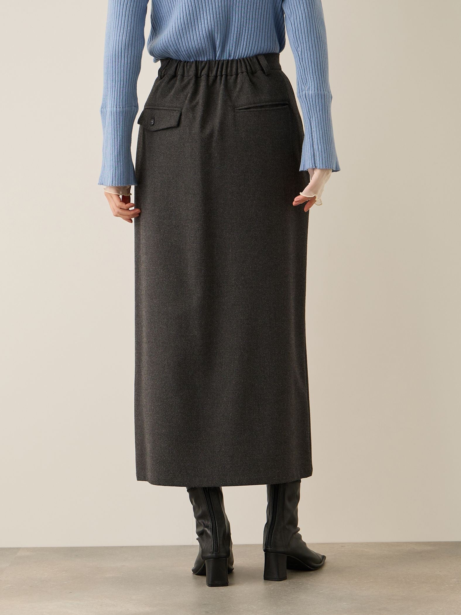 ウールライクストレッチIラインスカート≪手洗い可能≫