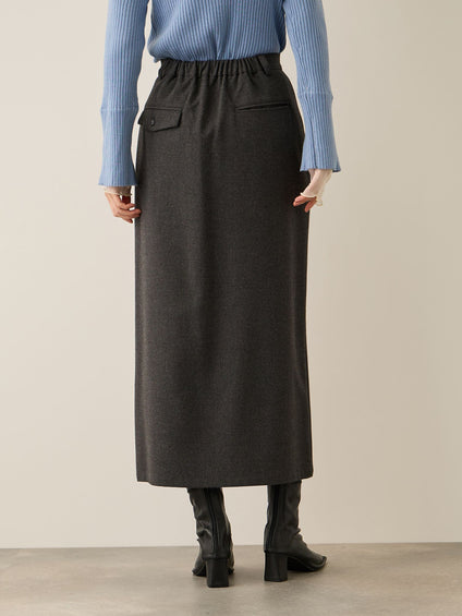 ウールライクストレッチIラインスカート≪手洗い可能≫