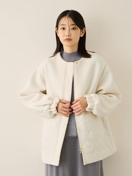 ダンボール中綿切り替えノーカラージャケット≪手洗い可能≫