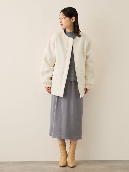 ダンボール中綿切り替えノーカラージャケット≪手洗い可能≫