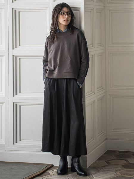 【WEB限定】裏毛×ニット前後ドッキングプルオーバー≪手洗い可能≫