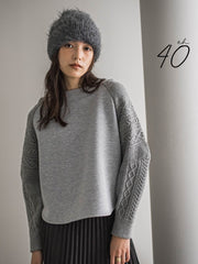 【40周年限定】ケーブルニットスリーブボートネックダンボールプルオーバー