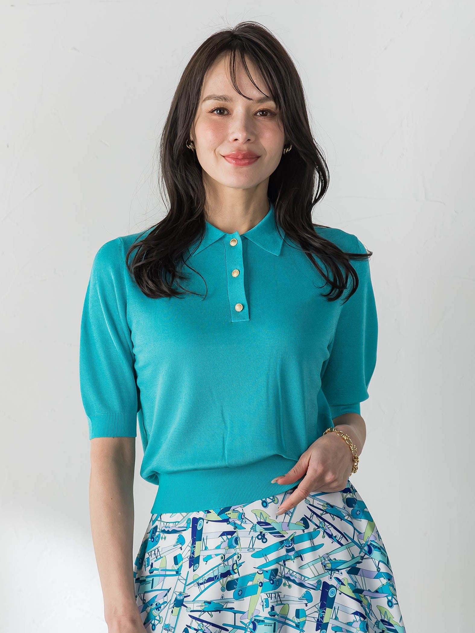 【WEB限定カラーあり】LUCINDAポロニット