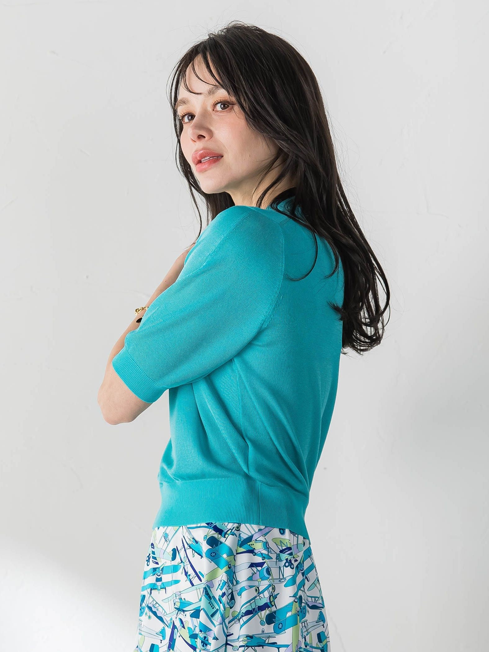 【WEB限定カラーあり】LUCINDAポロニット