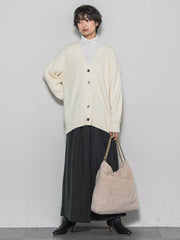 【新色追加】フラッフィーVネックニットカーディガン≪手洗い可能≫