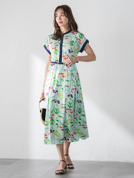 【KEITA KAWASAKI × Viaggio Bluコラボ】リリープリントワンピース