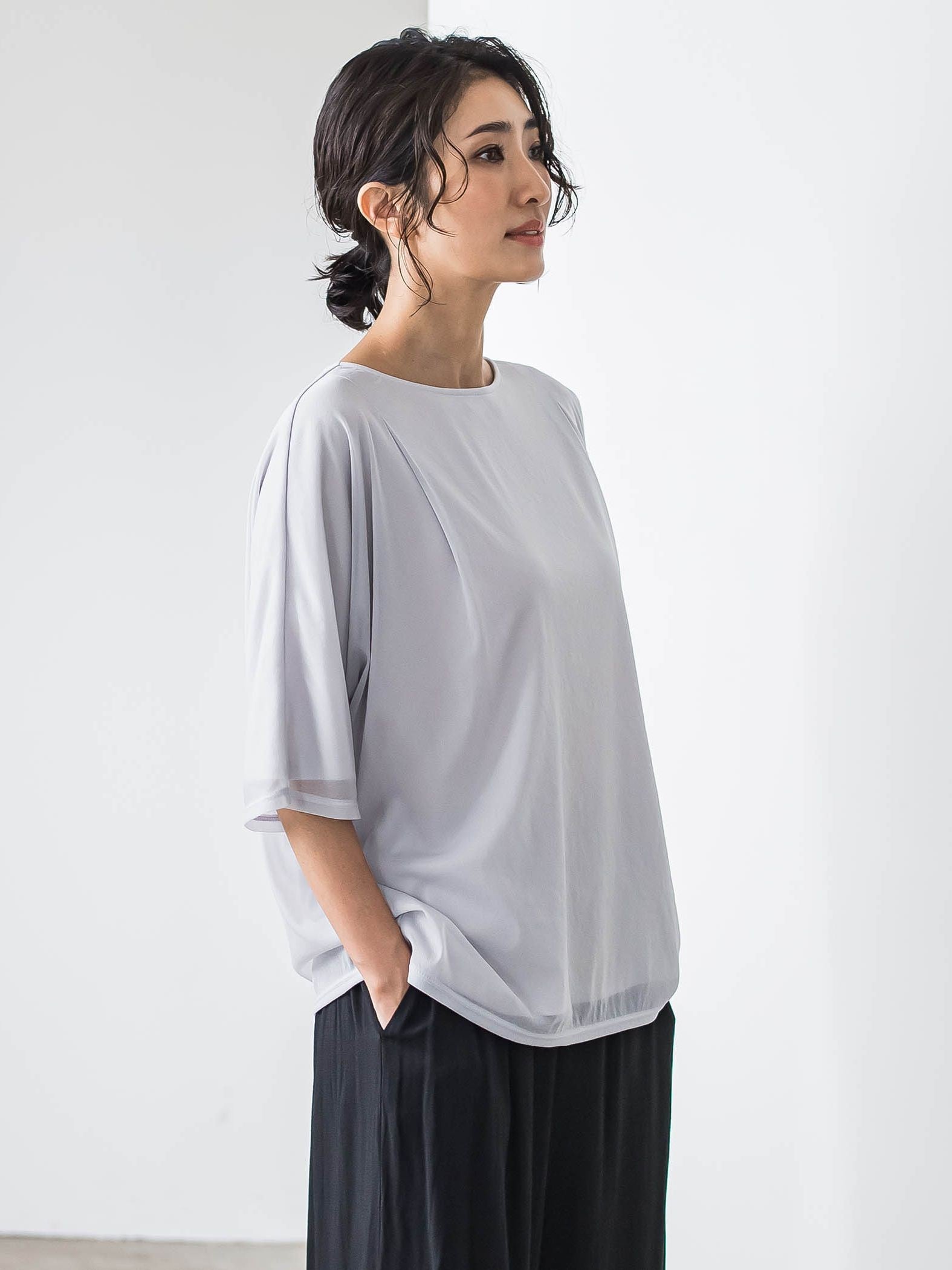 トリコットシフォンカットソー≪洗濯機で洗える≫
