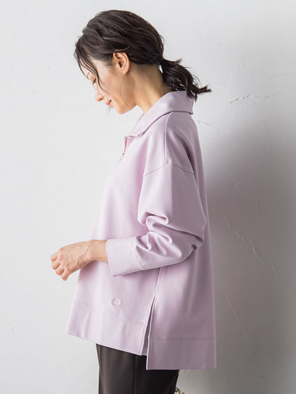 【受注会限定】裏起毛ハーフジップカットソー≪洗濯機で洗える≫