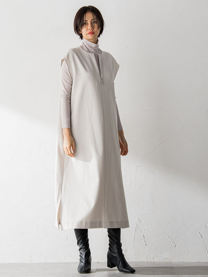 【WEB限定】【3サイズ展開】キーネックワンピース≪イージーケア/毛玉になりにくい≫