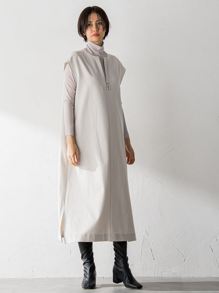 【WEB限定】【3サイズ展開】キーネックワンピース≪イージーケア/毛玉になりにくい≫